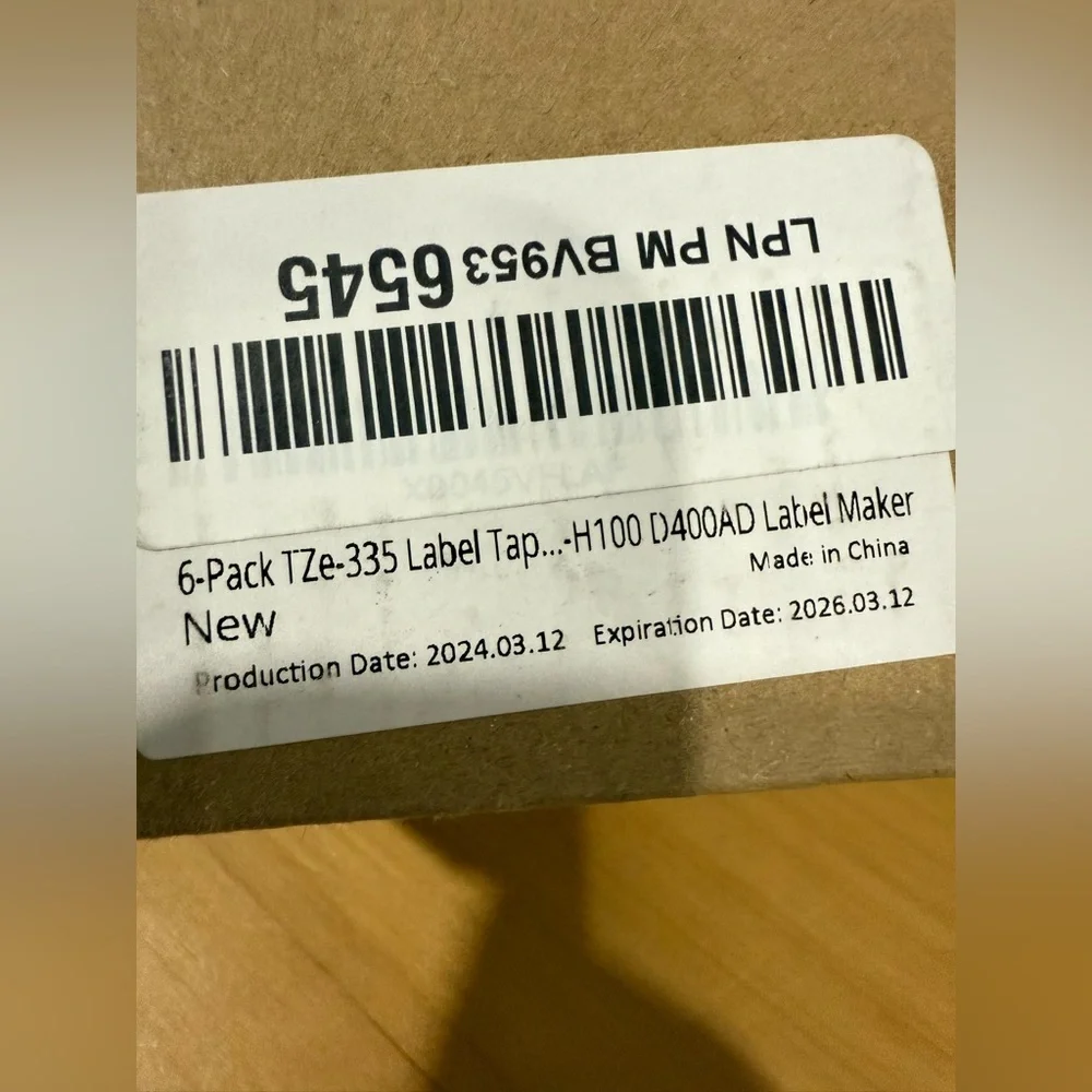 6 pack TZe - 335 label tape brand new sealed exp. 2026